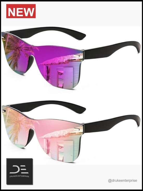 Rimless Mirrored One Piece Lens Sunglasses Reflective UV400 main image 6